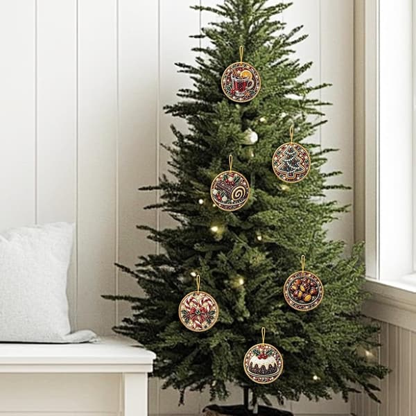 Juleperlepynt 6-pak DIY diamantkunst til voksne – stil 7 Style 7