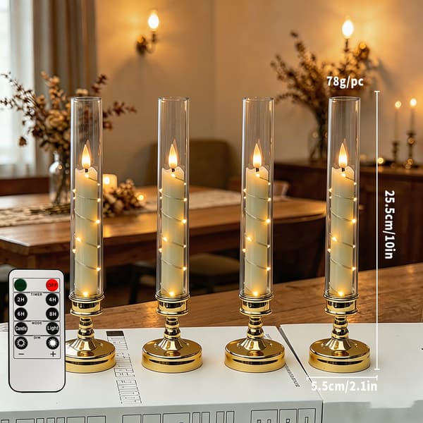 Fjärrkontroll LED-ljus - Flamfri Ambient Guld för Romantisk Bröllopsinredning Gold With remote control