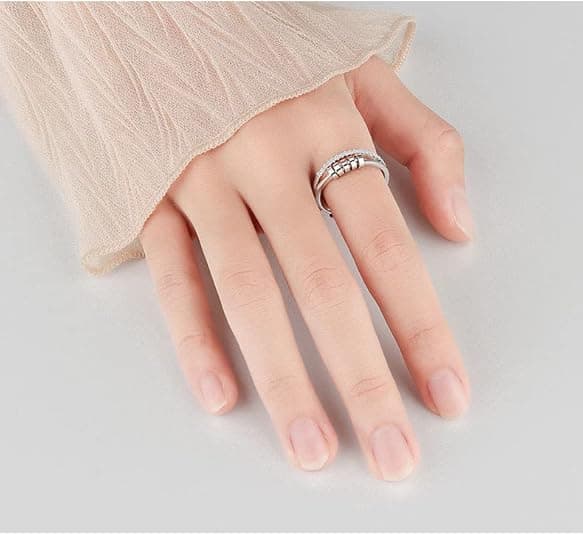 8 st Fidget ångest ringar Justerbara ringar set Justerbara ringar Fidget ringar Dampärlband,Stackbara Silver