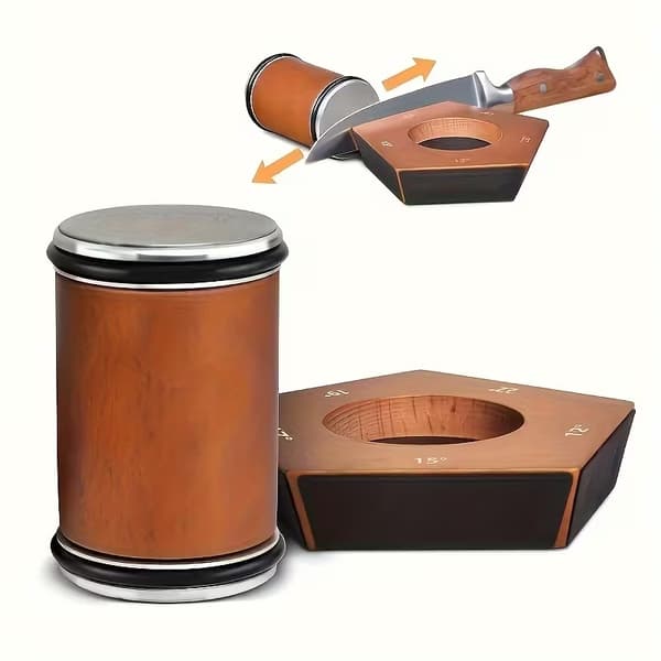 Knife Sharpener with Rollers, with Industrial Diamond at 12/15/17/19/22° Degrees for Knife Sharpening, Knife Sharpening System with Rollers brun