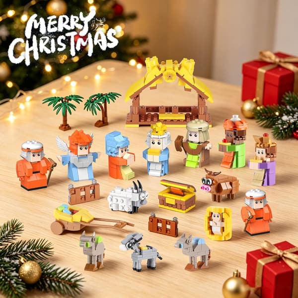 Adventskalender 2026 julkrubba – 24 dagar byggklossar Style-2