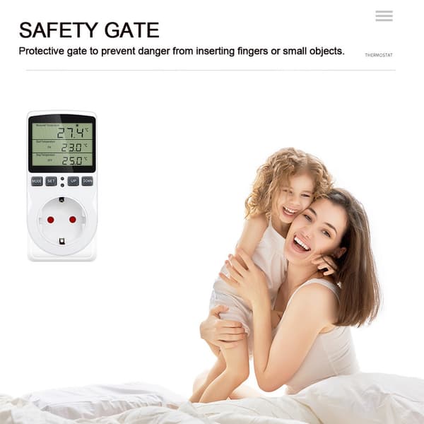 Digital Thermostat with Socket for Heating and Cooling – Universal Thermostat with LCD and Timer, Temperature Control vit