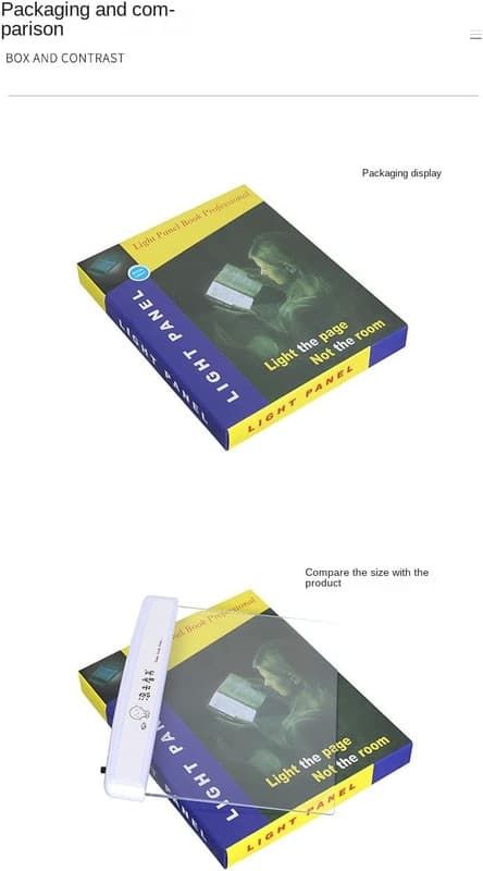 Clear LED Flat Reading Light, Panel Lamp Book Full Page Light for Reading in Bed at Night Battery Powered vit