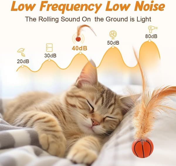 Interactive Cat Toys for Indoor Cats, Pet Bounce Ball | 6 Pieces Interactive Bouncing Ball with Feathers