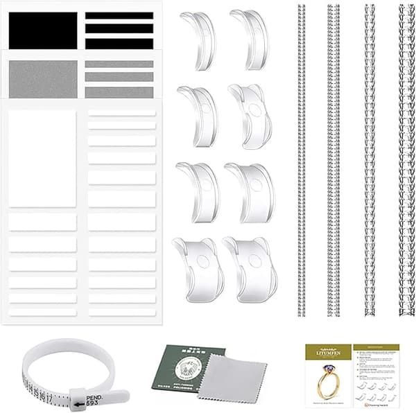 17-Piece Ring Size Adjuster - For Ring Size Adjustment, With 4 Spiral Lines & 8 Transparent Adjusters