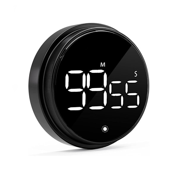 Digital Timer with Magnet & LED Display - Kitchen Timer / Egg Timer Black