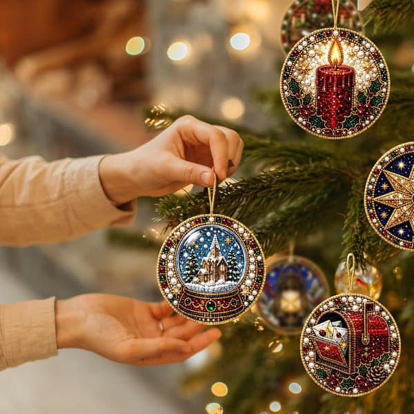 Christmas Bead Ornament 6-Pack DIY Diamond Art for Adults – Style 6 Style 6