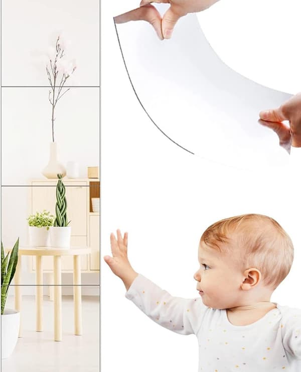 4-pack Self-Adhesive Mirror Tiles – Wall Mirror for Easy Installation