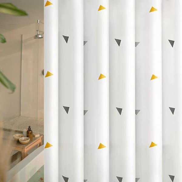 Triangel Duschdraperi 180x200cm - Vattentät Polyester 12 Krokar Style 1