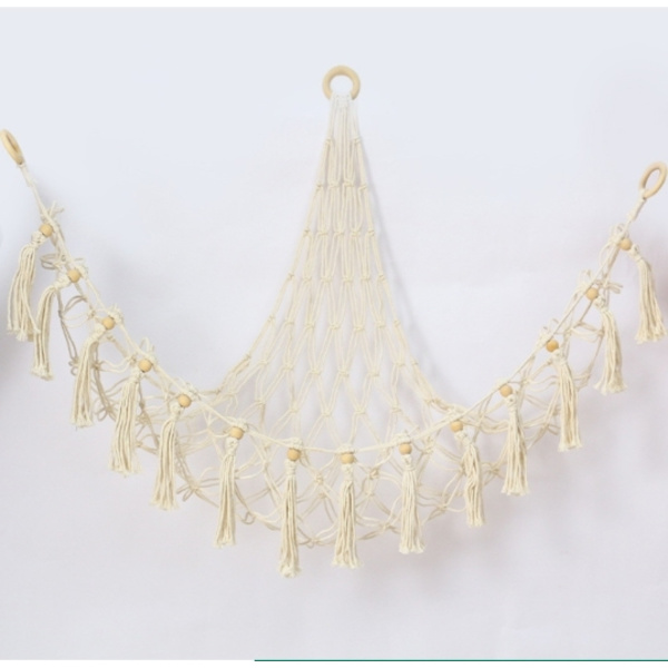 Storage Net, Hanging Toy Organizer - Boho Macrame Net/Hammock for Stuffed Animals
