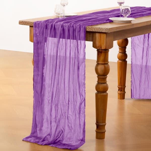 4-pack bordslöpare i muslin 43x274cm Mörklila - Boho Rustik Bröllopsdekoration Dark purple