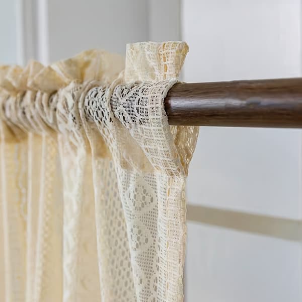 Grön Pompom Boho Gardin - Beige Halvgenomskinlig Kanalgardin - 150x60cm 150*60cm
