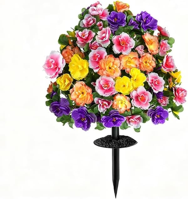 2-pak kunstig rododendron med pind - UV-resistent haveveranda - Blandet Mixed colors 2 Pack