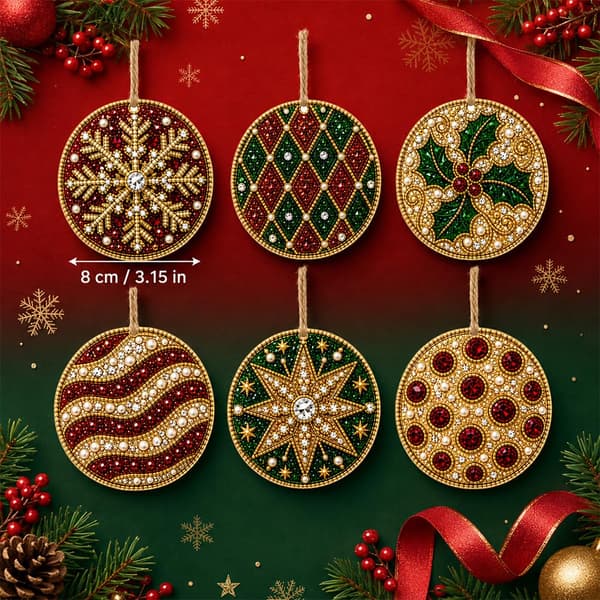 Christmas Bead Ornament 6-Pack DIY Diamond Art Adults – Style 8 Style 8