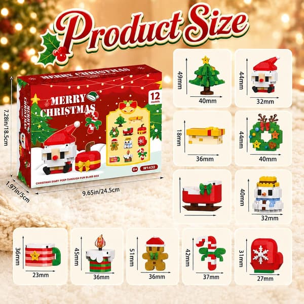 Adventskalender 2026 – 12 dagar mikroblock jul, barn 6+ Style-2