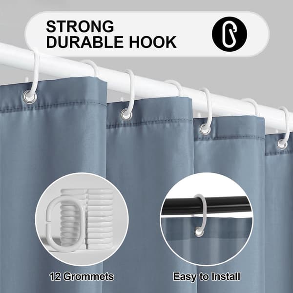 Waterproof Shower Curtain 180x180 cm – Solid Color with Hooks, Washable & Quick-Drying Classic Blue