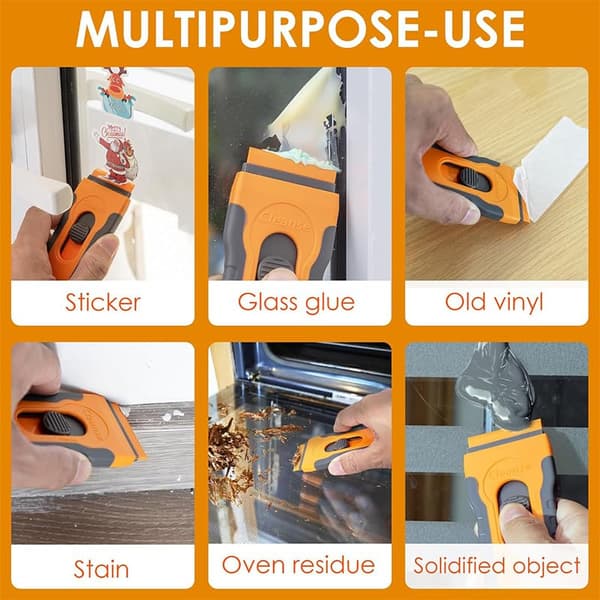 Telescopic Glue Scraper 2-pack, Slide Scraper with 20 Replaceable Blades, Cleaning Tool for Stickers, Silicone, Paint and Stove