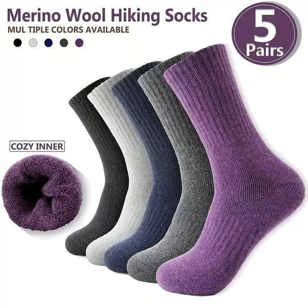 Women's Hiking Socks 5-Pair – Thick, Warm, and Breathable Winter Socks