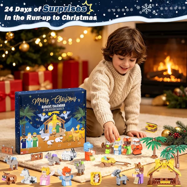 Adventskalender 2026 julkrubba – 24 dagar byggklossar Style-2