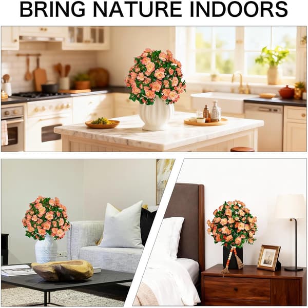 2-pak kunstig rododendron med pind - UV-resistent haveveranda - Orangerød Orange-red 2 Pack