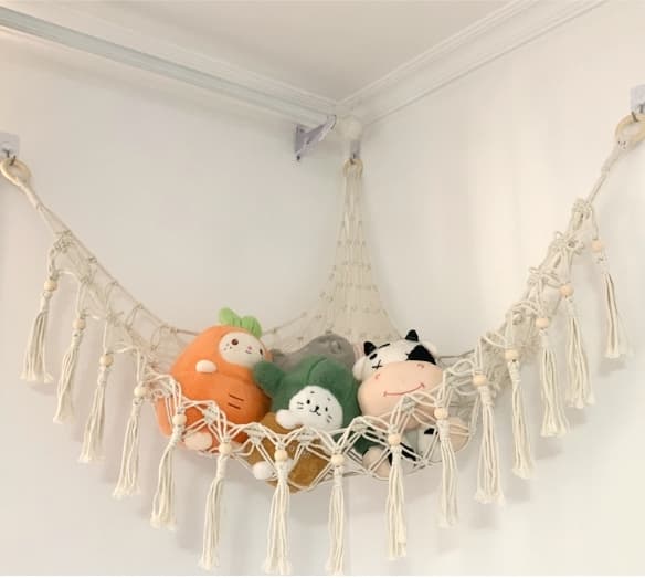 Opbevaringsnet, Hængende Legetøjsorganisator - Boho Macramé Net/Hængekøje til tøjdyr