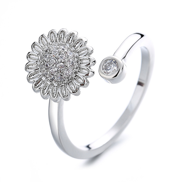 3 Fidget Anxiety Rings, Adjustable Ring Set, Stackable Silver