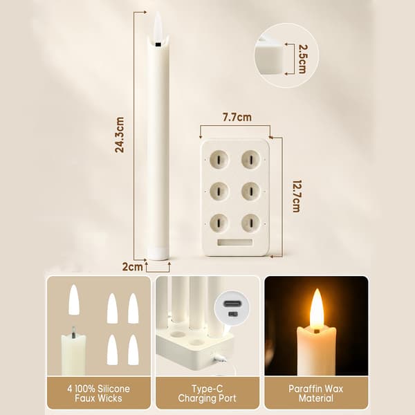 LED-lys oppladbare med fjernkontroll, elfenben – voks-smelteeffekt, hvit Style 1