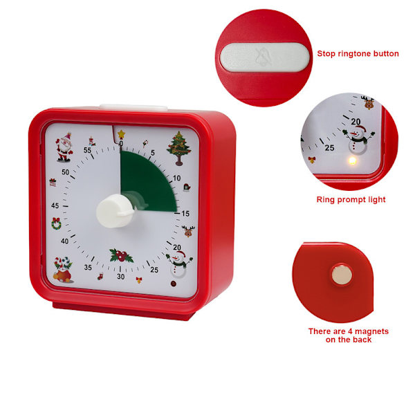 Visual Timer 60 Minutes for Kids, Learning, Classroom and Meetings - Adjustable Volume with Magnet Red