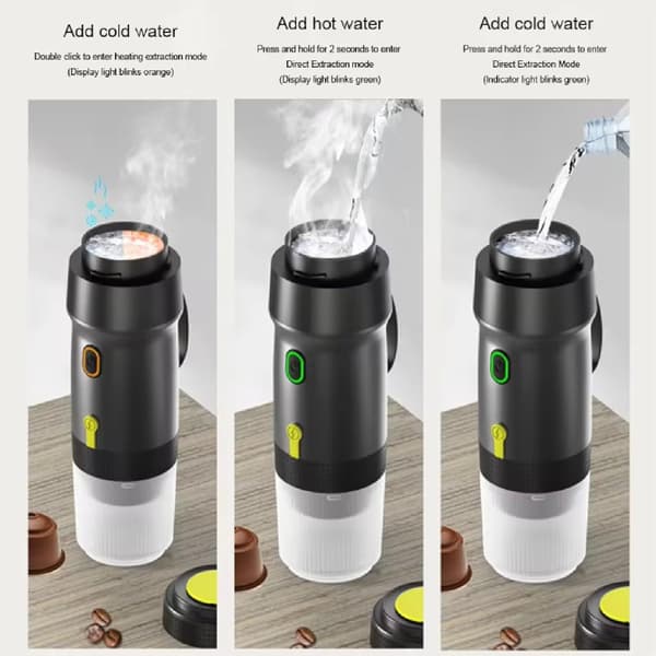 USB-C Självvärmande Espressomaskin - Malet kaffe & NS-kapslar Vit White USB