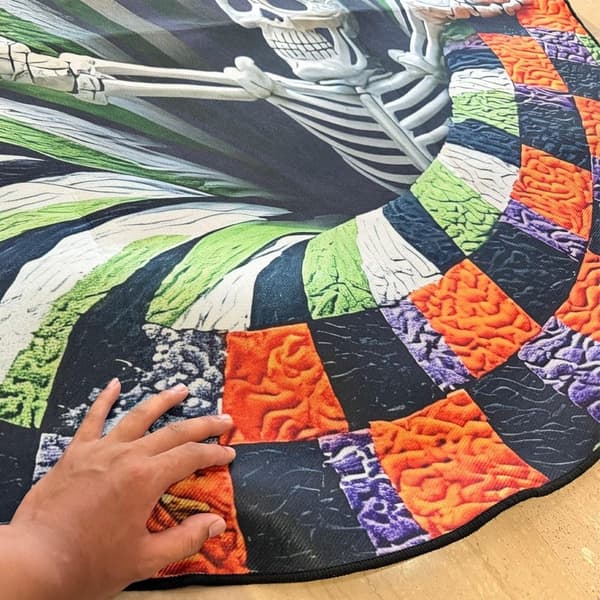 Halloween Golvmatta 100x100cm - Optisk Illusion Spökskelett Color-1 100*100cm