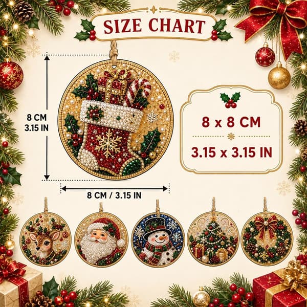 Jul pärlornament 6-pack DIY diamantkonst vuxna – stil 4 Style 4