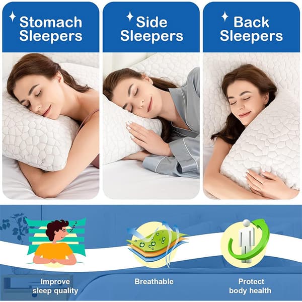 Kylande Memory Foam Kudde 2-pack - Strimlad Justerbar 74x48cm White 2 PCS
