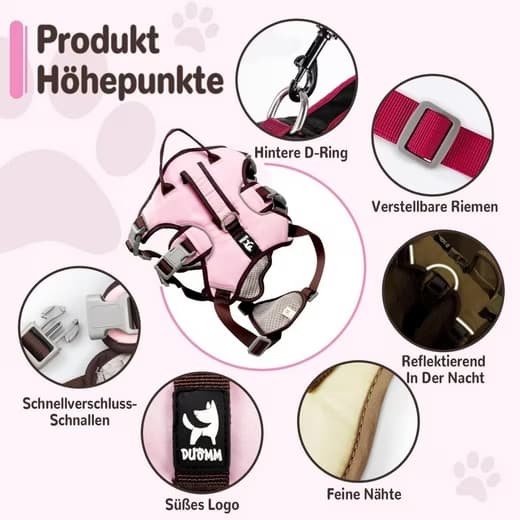 Justerbar Træksele til Hund – Sort, Rosa, Gul S/M/L Pink S