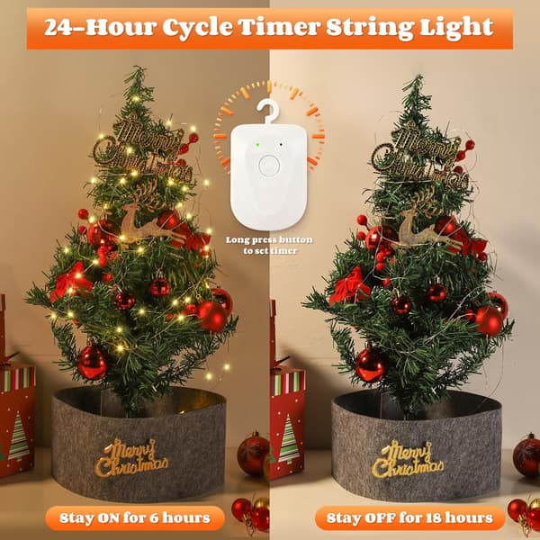 2M 20LED Varmvit Ljusslinga 3-pack - Timer IP43 för Jul Bröllop Trädgårdsdekor Yellow 3 PC-2M