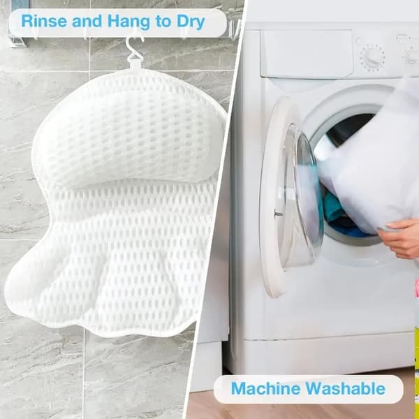 Bathtub Pillow - Ergonomic Neck & Back Support with 4D Air Mesh & 6 Suction Cups vit
