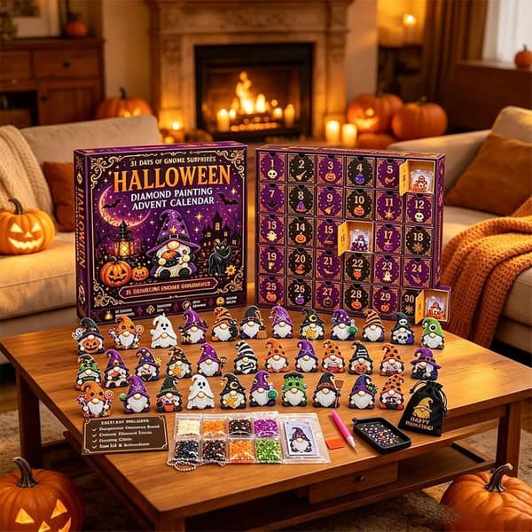 Diamantmålning Adventskalender 31 Dagar - Halloween Tomte DIY Kit Style 1