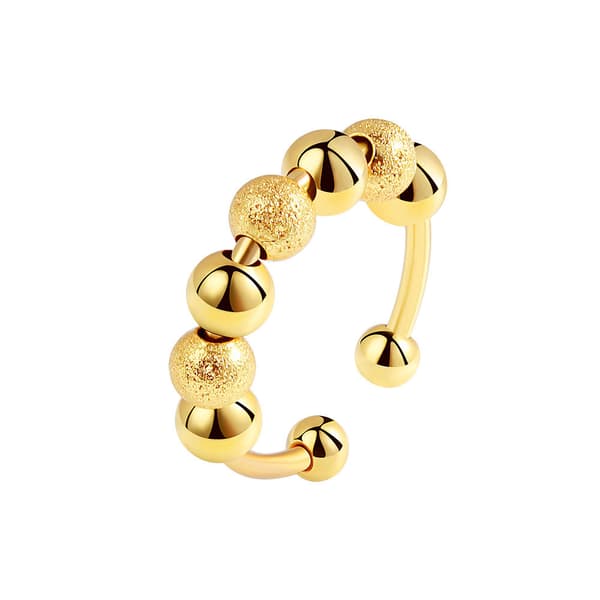 8 Pieces Adjustable Anti-Stress Ring with Rotatable Beads - Rotatable Fidget Spinner Rings, Gold