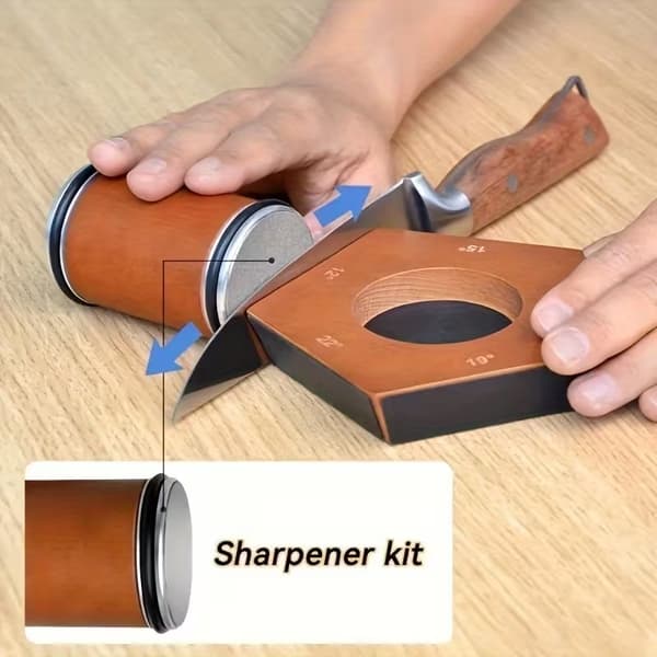 Knife Sharpener with Rollers, with Industrial Diamond at 12/15/17/19/22° Degrees for Knife Sharpening, Knife Sharpening System with Rollers brun