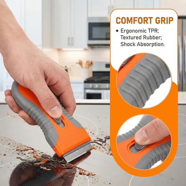 Telescopic Glue Scraper 2-pack, Slide Scraper with 20 Replaceable Blades, Cleaning Tool for Stickers, Silicone, Paint and Stove