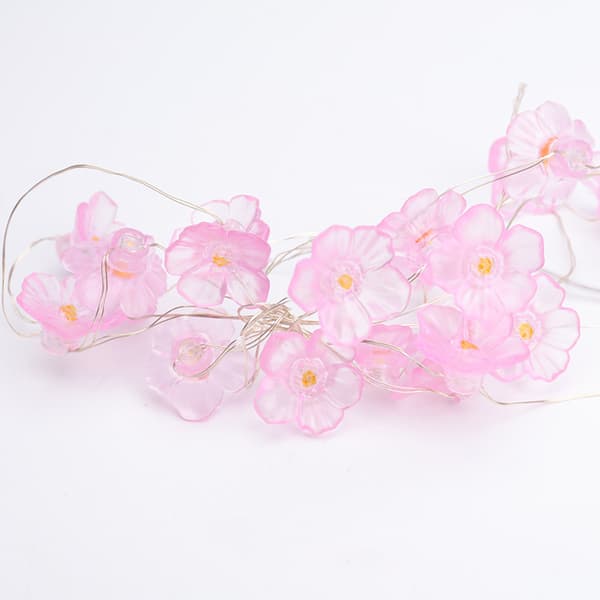 2m Ljusrosa Körsbärsblommor Dekorationsbelysning - 20 LED, 3x AA, Konstant/Blinkande, Koppartråd Light Pink 2M
