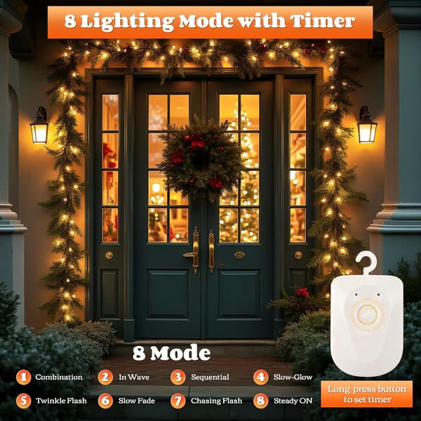 2M 20LED Varmvit Ljusslinga 3-pack - Timer IP43 för Jul Bröllop Trädgårdsdekor Yellow 3 PC-2M