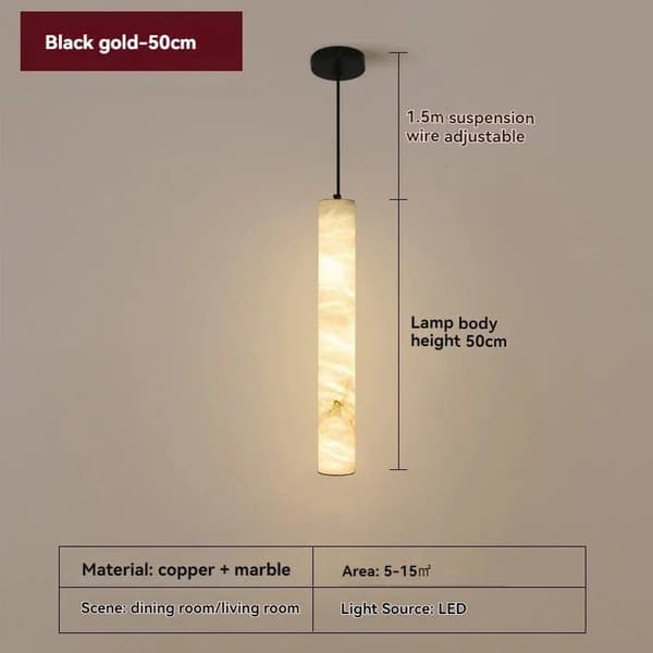 Marble Pendant Natural 50cm Black – LED, Warm Light, Modern Chandelier Style 3