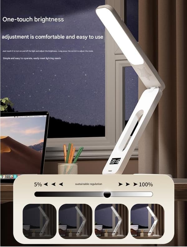 Sammenfoldelig LED-bordlampe med dobbelt hoved og stik - Ur 3 farvetemperaturer Berøring Dual-head Plug-in model