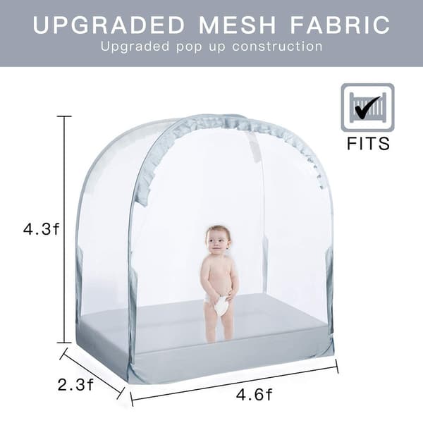 Mosquito Net with Mosquito Protection - Portable Foldable Net for Cot, with Observation Window, Protects Baby 70x130x140cm White