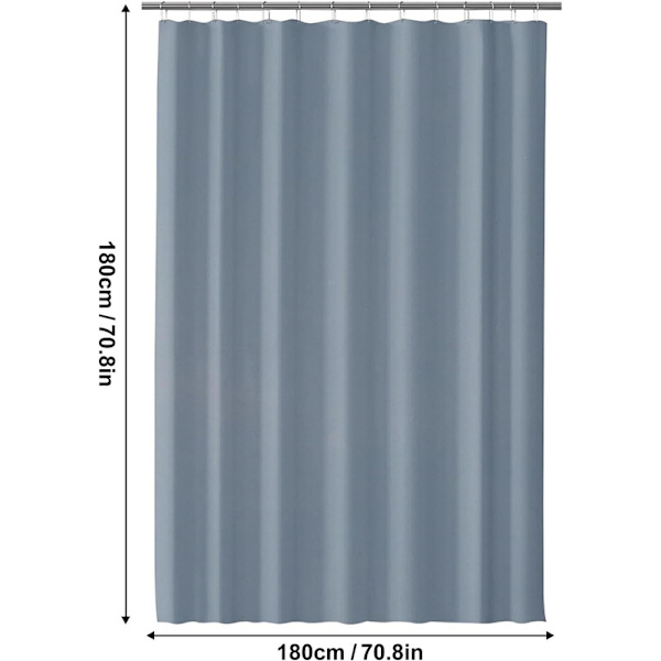 Waterproof Shower Curtain 180x180 cm – Solid Color with Hooks, Washable & Quick-Drying Classic Blue