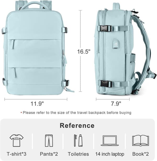 Cabin Bag / Backpack / Suitcase – Carry-on flight, Travel Backpack with Dry and Wet Sorting 42 x 30 x 20 cm blå