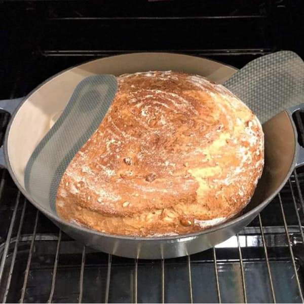 2pcs Silicone Baking Mat for Cast Iron Pot, Silicone Bread Sling with Long Handles Reusable Baking Accessories for Sourdough Bread grå