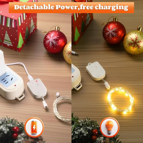 2M 20LED Varmvit Ljusslinga 3-pack - Timer IP43 för Jul Bröllop Trädgårdsdekor Yellow 3 PC-2M