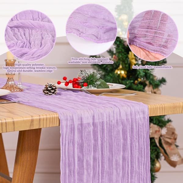 4-pack Muslinbordslöpare 17x108in Ljuslila - Boho Rustik Bröllopsinredning Light purple