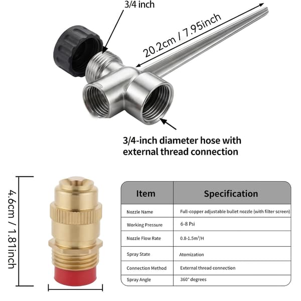 2-pak plænesprinkler med jordspyd - justerbar messingdyse til have